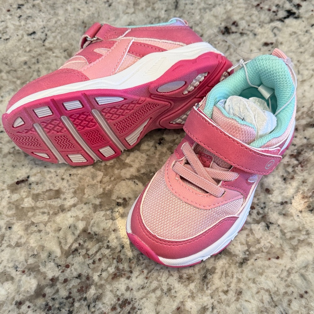 Stride Rite Pink and Mint Hook-and-Loop Kids Sneakers